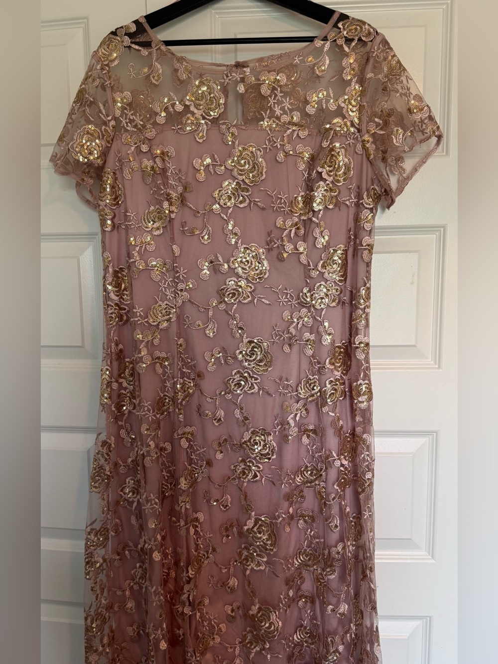 Ladies Dusty Rose Embroidered Sequin Dress